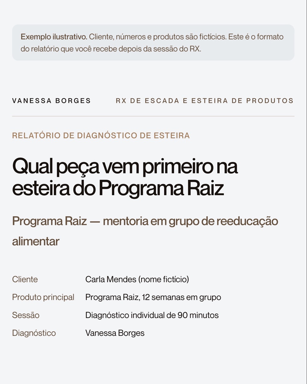 Capa do relatório de exemplo: Qual peça vem primeiro na esteira do Programa Raiz
